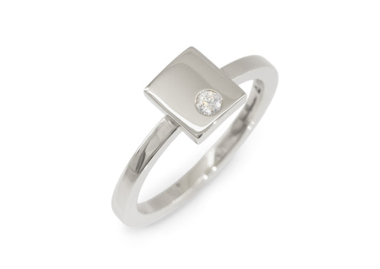 Square Love Stories Stacker Ring, White Gold & Platinum
