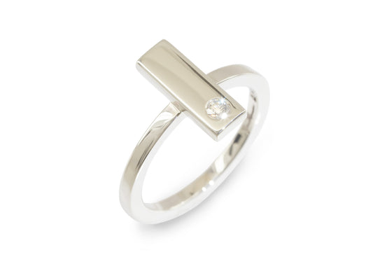 Rectangle Love Stories Stacker Ring, Sterling Silver