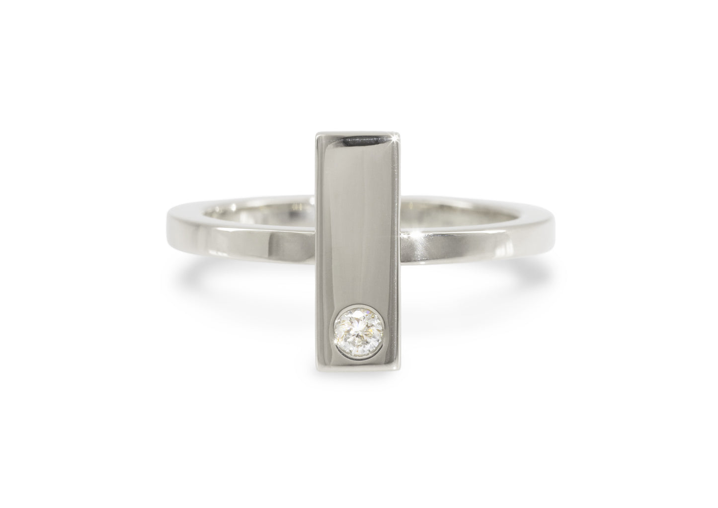 Rectangle Love Stories Stacker Ring, White Gold & Platinum