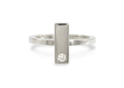Rectangle Love Stories Stacker Ring, White Gold & Platinum