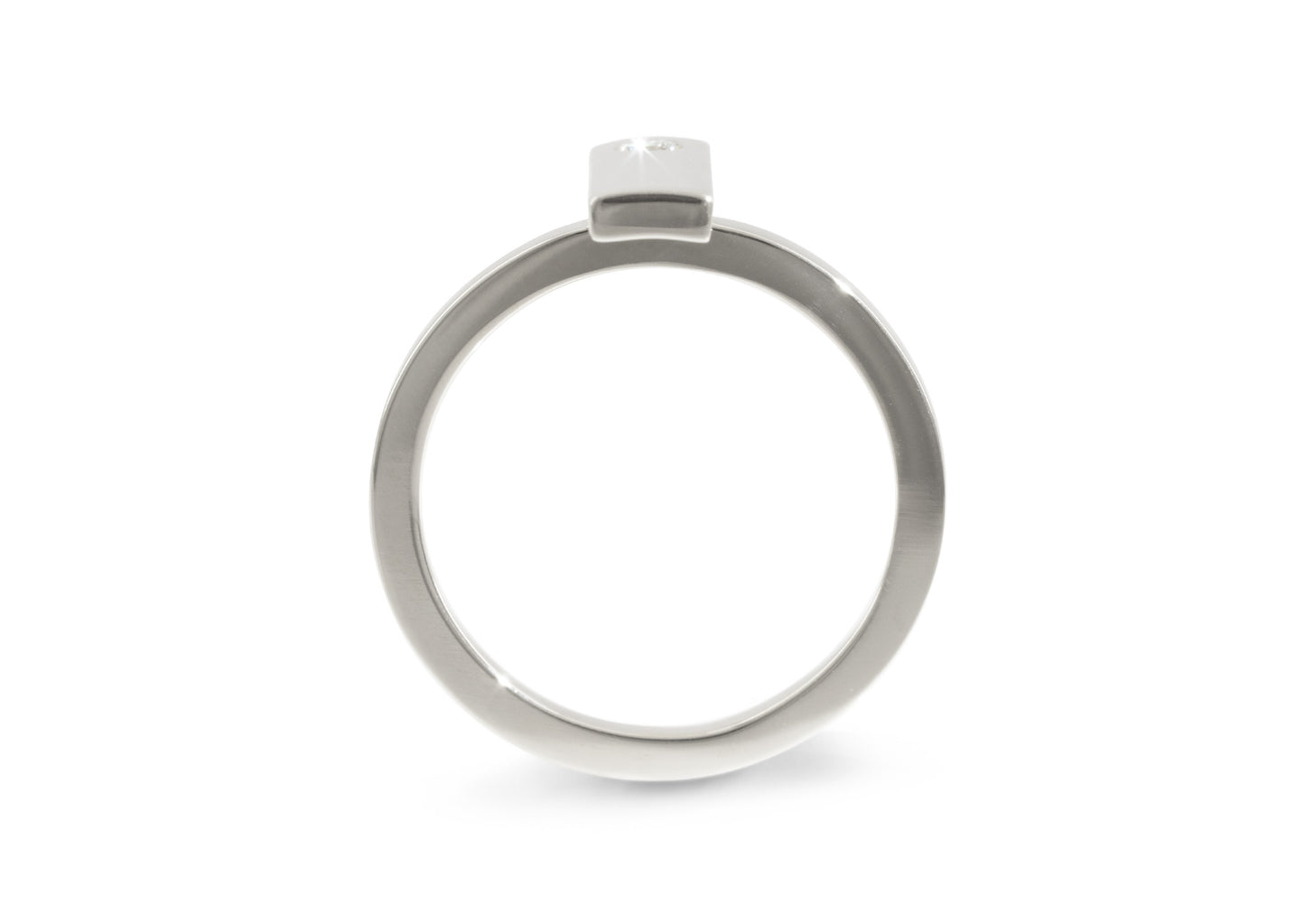 Rectangle Love Stories Stacker Ring, White Gold & Platinum