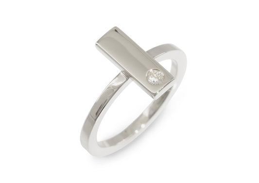 Rectangle Love Stories Stacker Ring, White Gold & Platinum