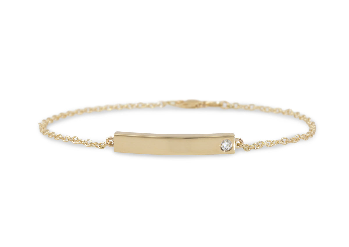 Love Stories Bar Bracelet with Diamond, Yellow Gold