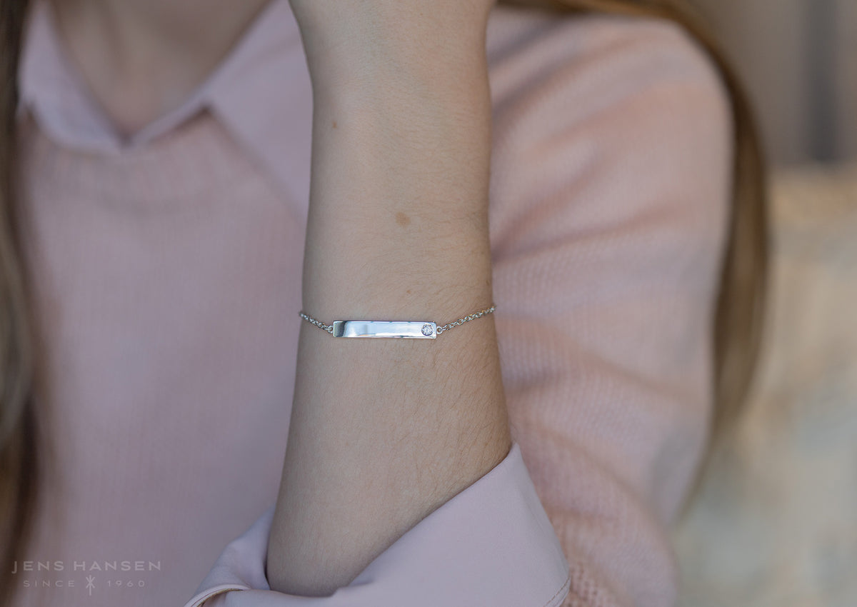 Love Stories Bar Bracelet with Diamond, Sterling Silver