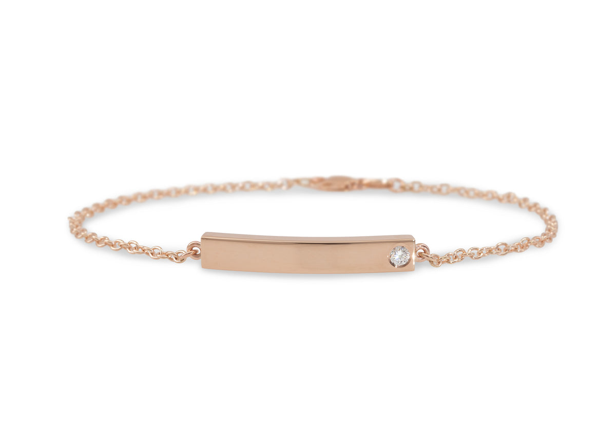 Love Stories Bar Bracelet with Diamond, Red Gold