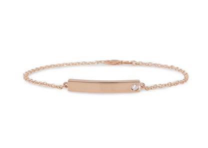 Love Stories Bar Bracelet with Diamond, Red Gold