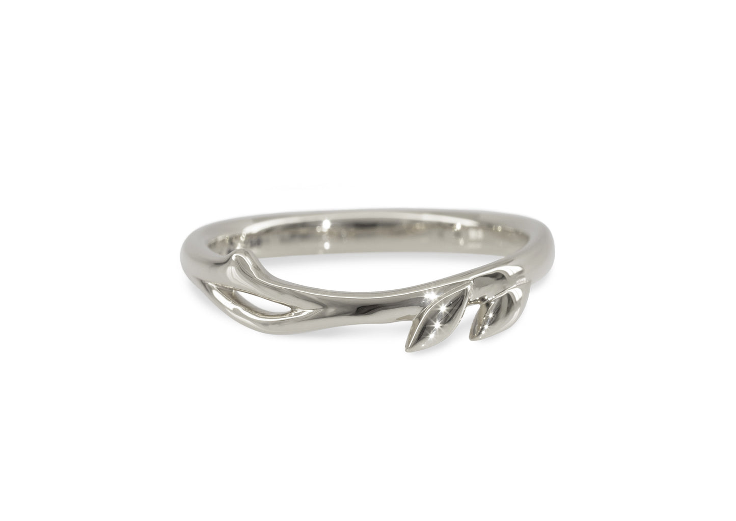 J3339 Vine & Leaf Band, White Gold & Platinum