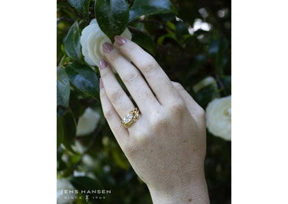 J3340 2-carat Oval Solitaire Vine Engagement Ring, Yellow Gold