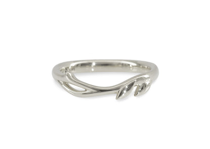 J3341 Vine & Leaf Band, White Gold & Platinum