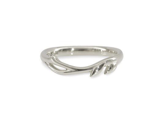 J3341 Vine & Leaf Band, White Gold & Platinum