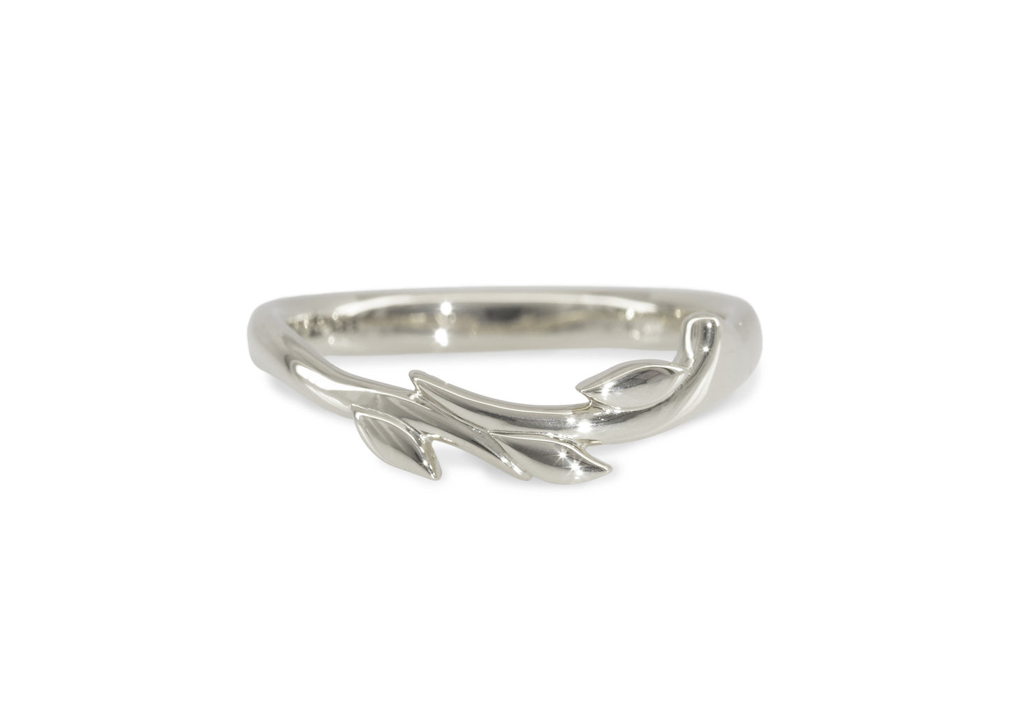 J3343 Vine & Leaf Band, White Gold & Platinum
