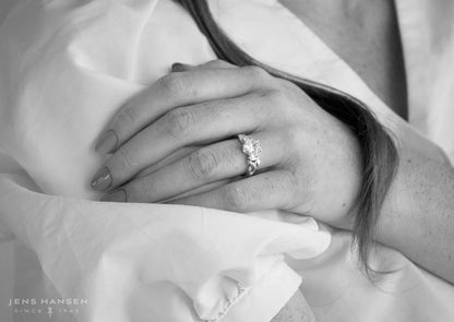 J3344 2-carat Oval Three-Stone Vine Engagement Ring, White Gold & Platinum