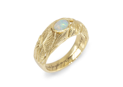 Opal Leaf Ring, Yellow Gold