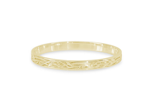 Delicate Elvish Vine Bangle, Yellow Gold