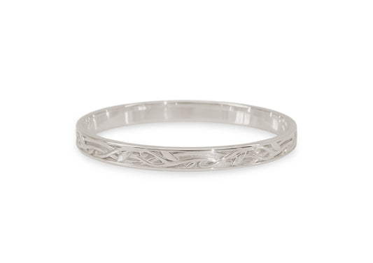Delicate Elvish Vine Bangle, White Gold & Platinum