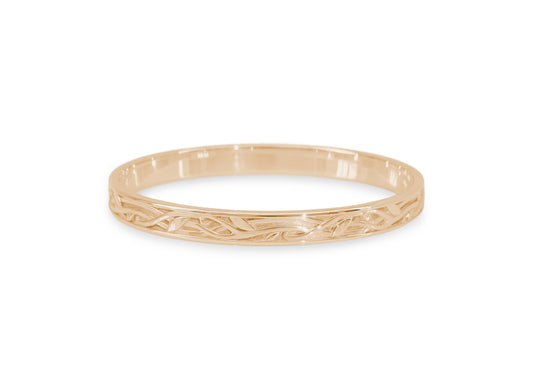 Delicate Elvish Vine Bangle, Red Gold