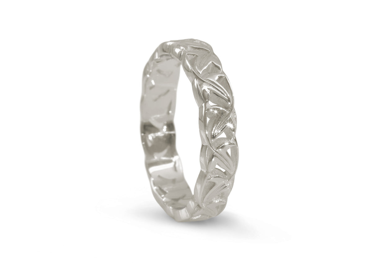 Elvish Leaf Band, White Gold & Platinum