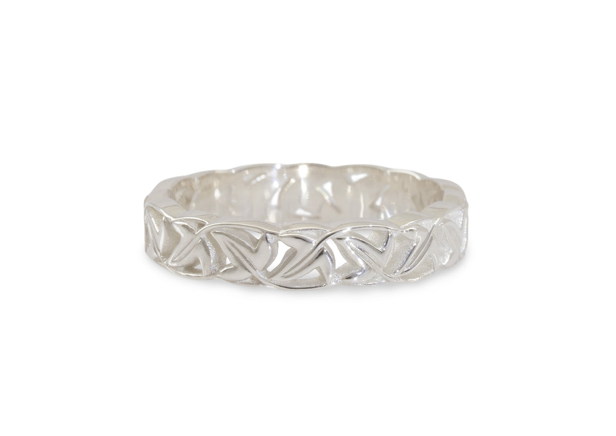 Elvish Leaf Band, Sterling Silver
