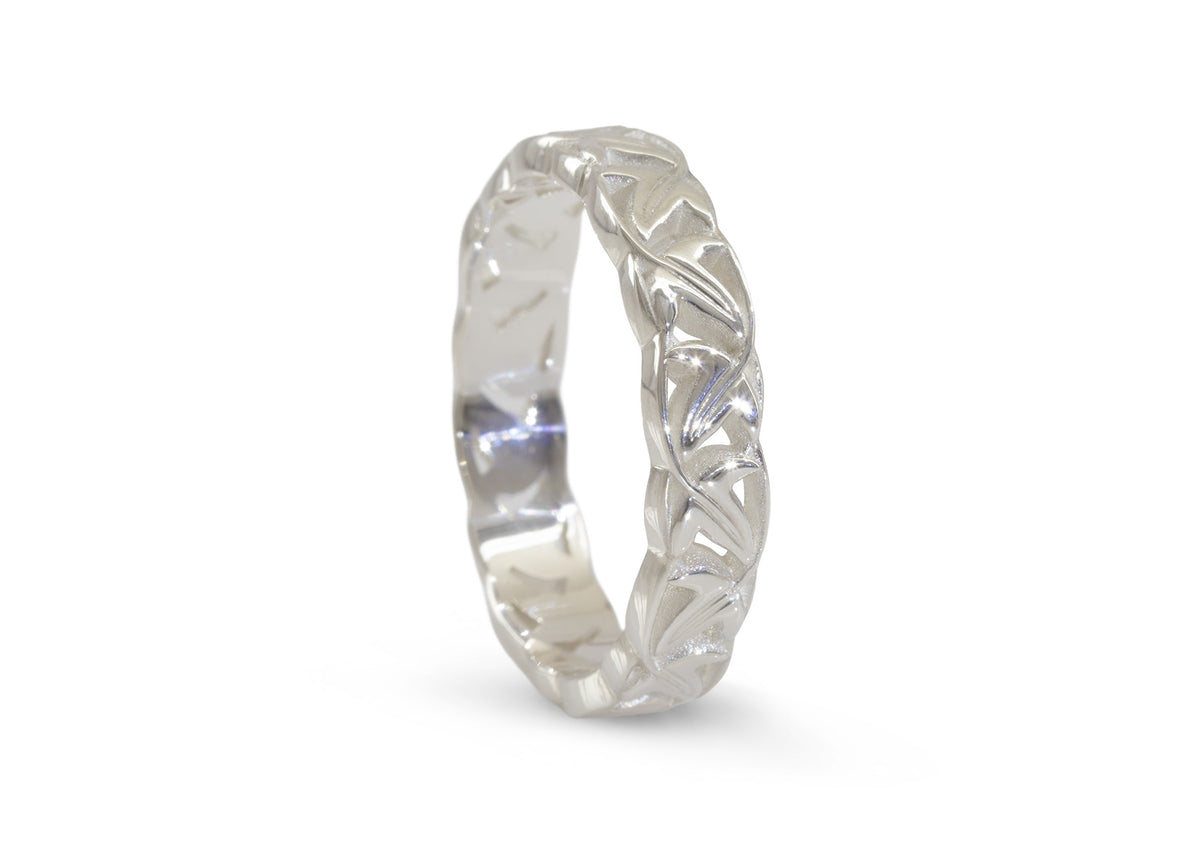 Elvish Leaf Band, Sterling Silver