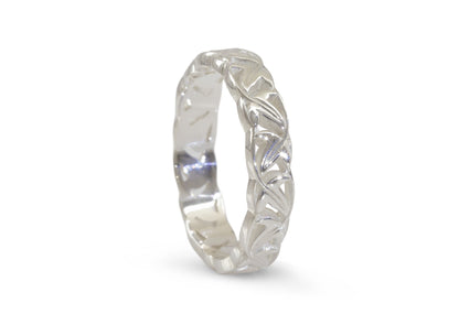 Elvish Leaf Band, Sterling Silver