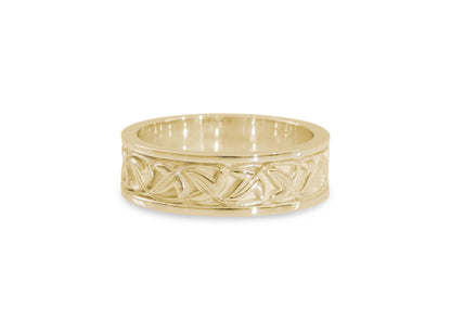Elvish Leaf Framed Band, Yellow Gold