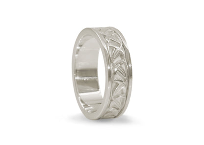 Elvish Leaf Framed Band, White Gold & Platinum