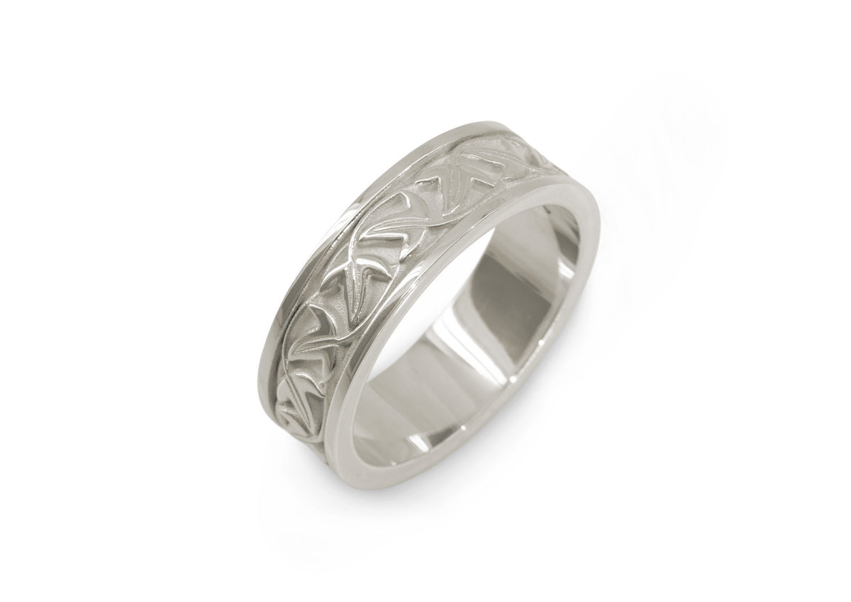 Elvish Leaf Framed Band, White Gold & Platinum