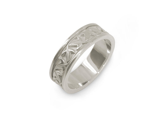 Elvish Leaf Framed Band, White Gold & Platinum