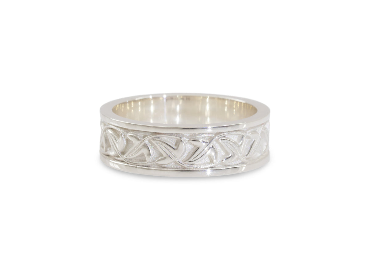 Elvish Leaf Framed Band, Sterling Silver