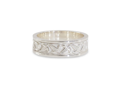 Elvish Leaf Framed Band, Sterling Silver