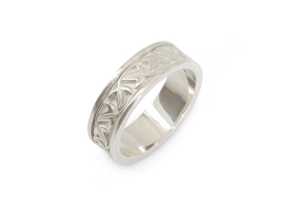 Elvish Leaf Framed Band, Sterling Silver