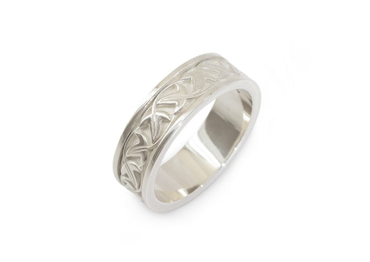 Elvish Leaf Framed Band, Sterling Silver