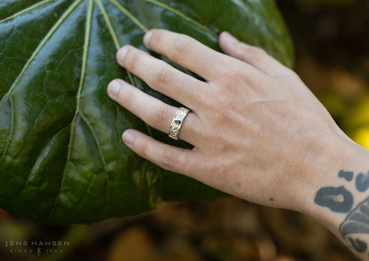 Elvish Leaf Gemstone Ring, Sterling Silver