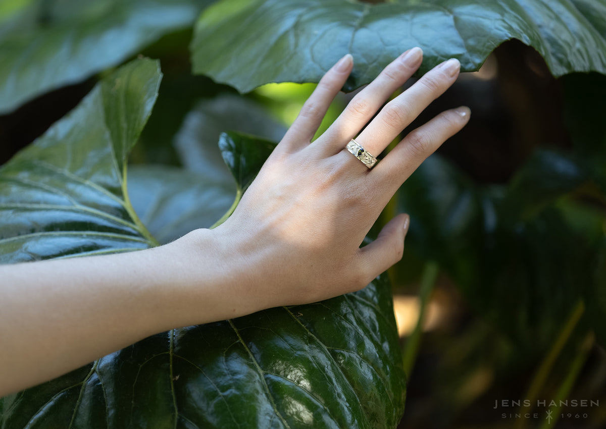 Elvish Leaf Gemstone Ring, White Gold & Platinum