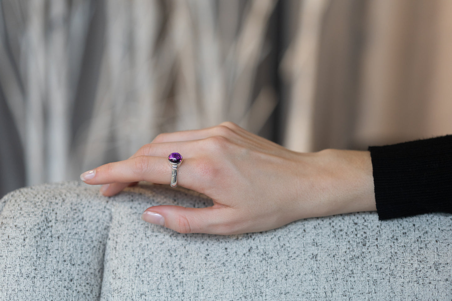 JW121 Cabochon Gemstone Ring, Sterling Silver