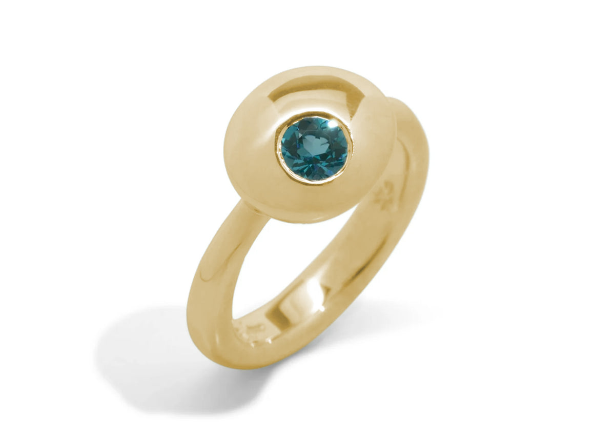 Gemstone Button Ring, Yellow Gold