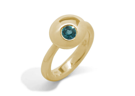 Gemstone Button Ring, Yellow Gold