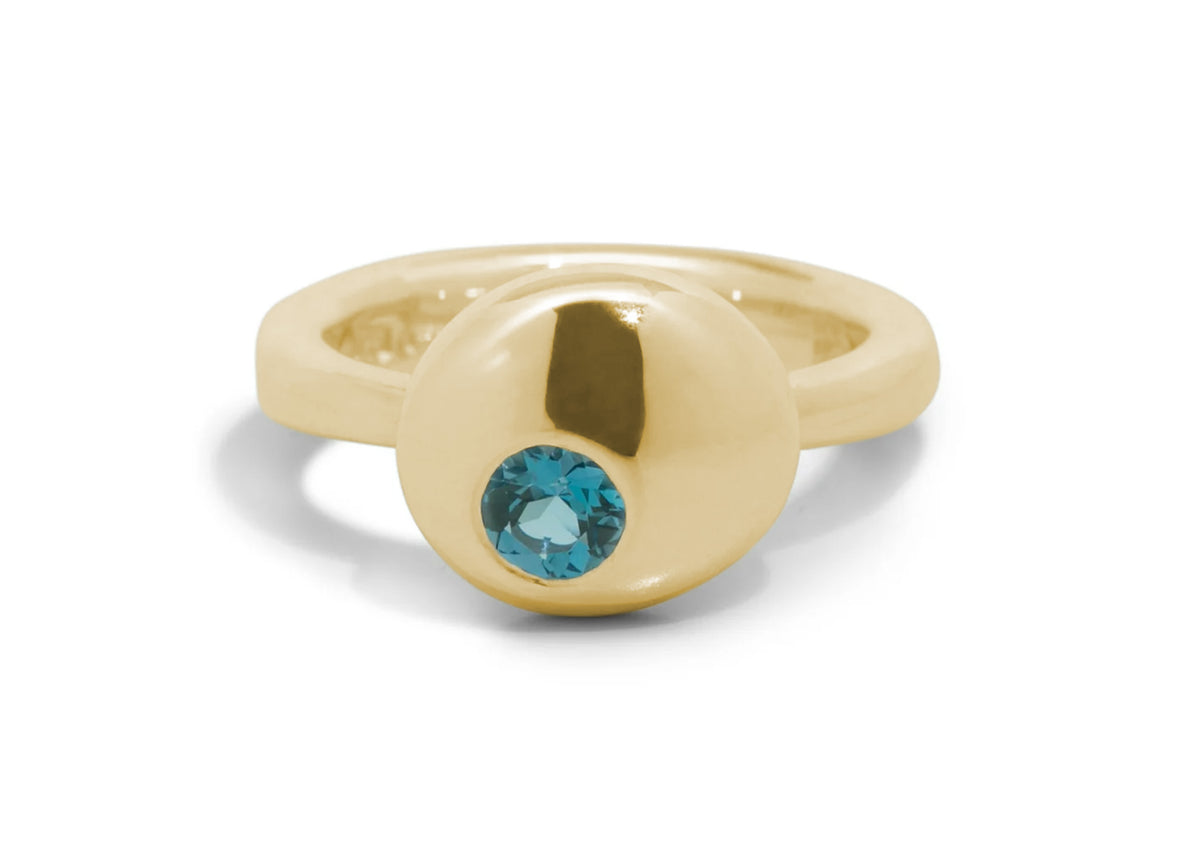 Gemstone Button Ring, Yellow Gold