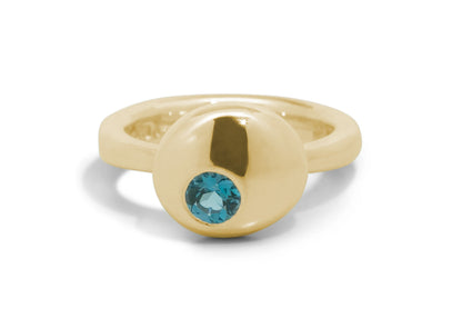 Gemstone Button Ring, Yellow Gold