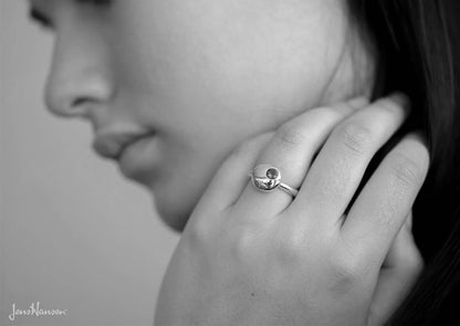Gemstone Button Ring, Yellow Gold