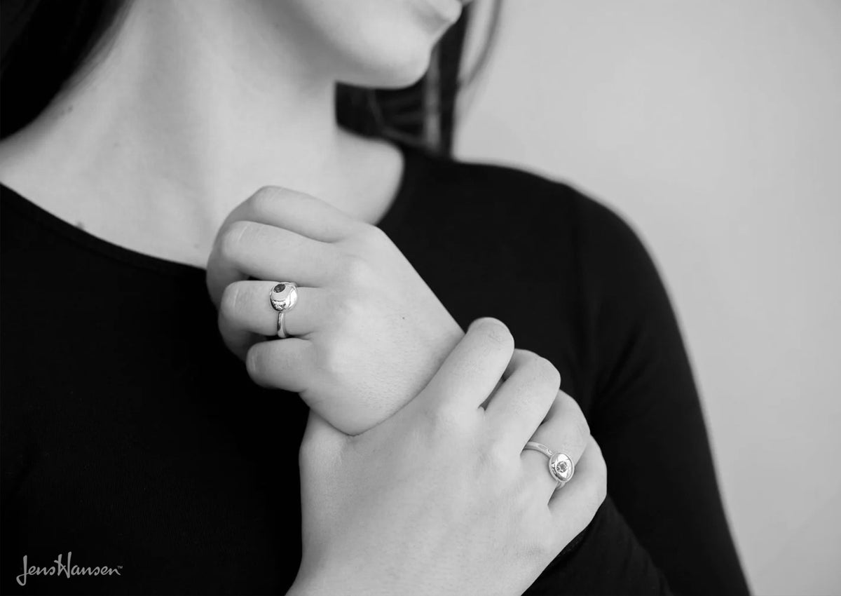 Gemstone Button Ring, Yellow Gold