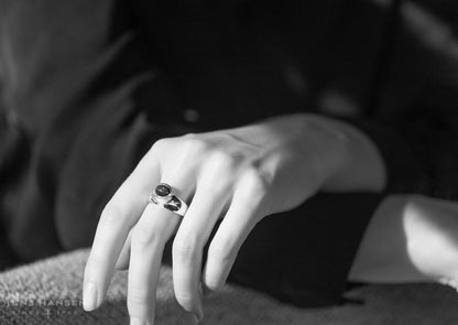 JW158 Cabochon Gemstone Ring, White Gold & Platinum