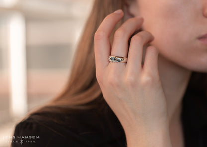 JW174 Geometric Rubover Ring with Marquise Gemstone, Sterling Silver
