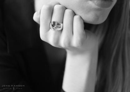JW23 Cabochon Gemstone Ring, White Gold & Platinum