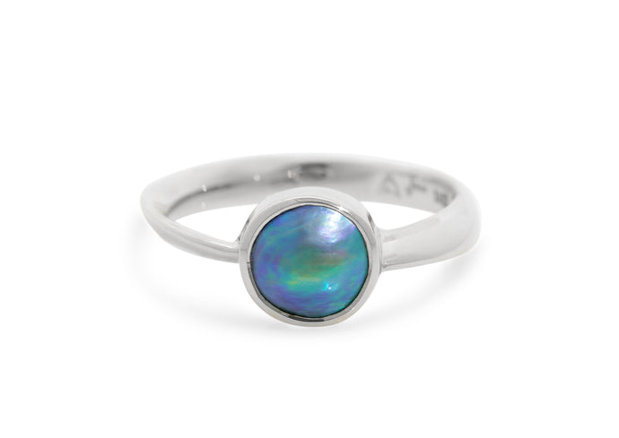 Twisted Ring with New Zealand Paua Pearl, Sterling Silver