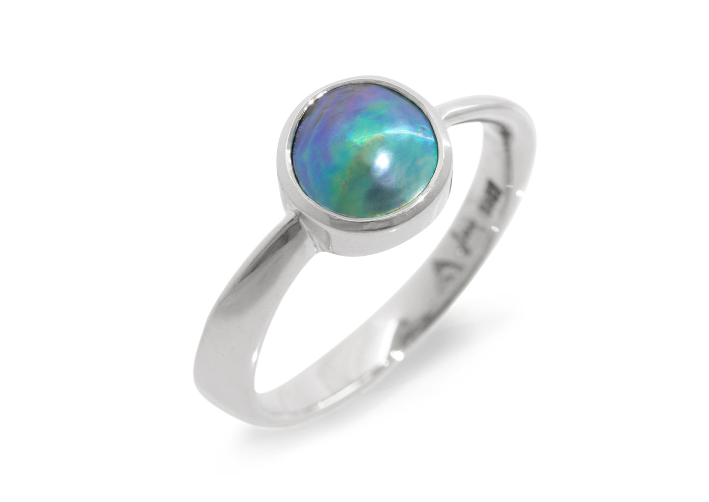 Twisted Ring with New Zealand Paua Pearl, Sterling Silver