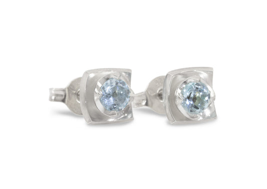 Flower Gemstone Earrings, Sterling Silver