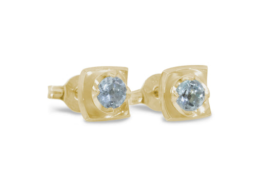Flower Gemstone Earrings, Yellow Gold