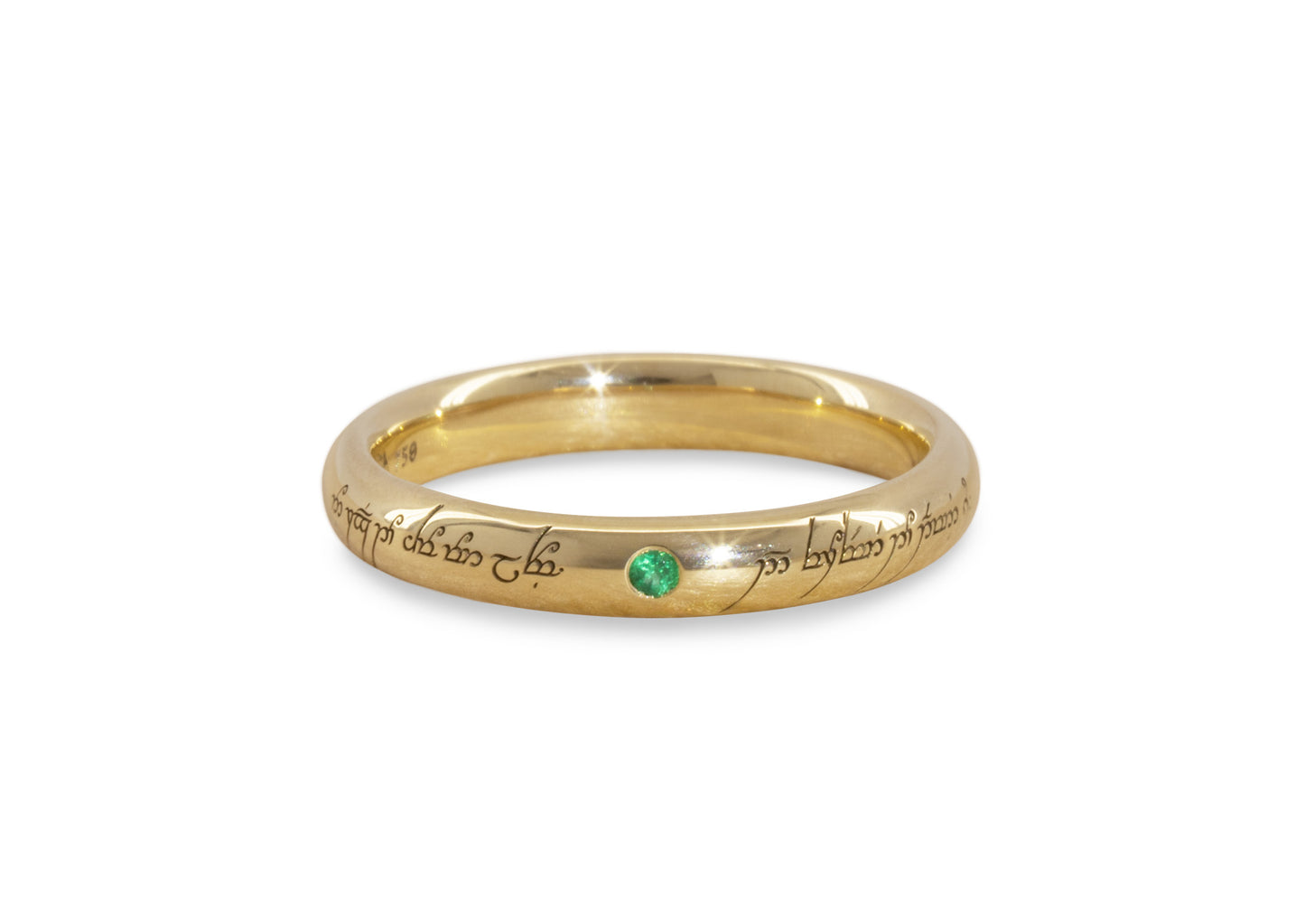Emerald-Set Petite Replica Ring, Yellow Gold