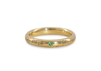 Emerald-Set Petite Replica Ring, Yellow Gold